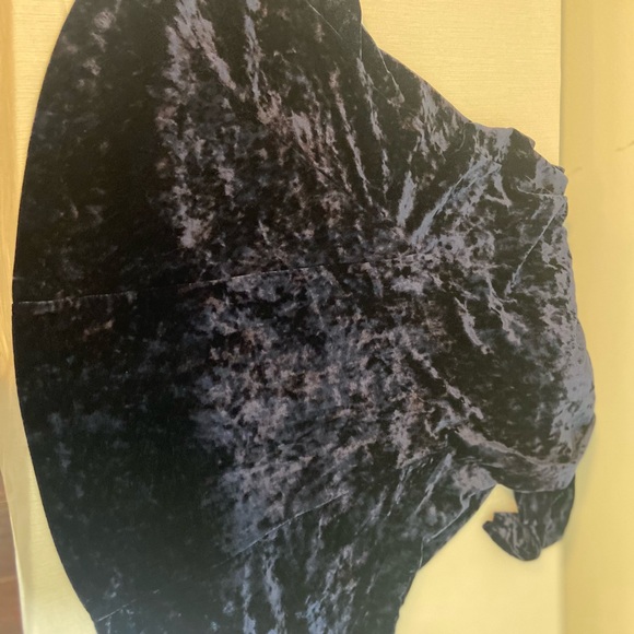 Betsey Johnson Vintage Black Label 90's Navy Blue Crushed Velvet Maxi Dress - Picture 6 of 11